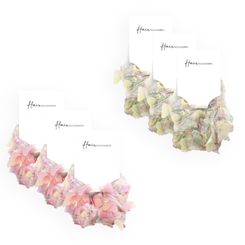 6PK Hair Accessories Scrunchie 14cm Butterfly Decal Organza Ponytail Assorted