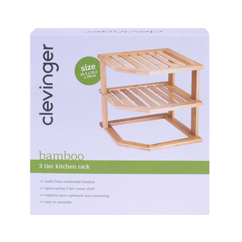 Clevinger Bamboo 3 Tier Kitchen Storage Rack 25x25x24cm