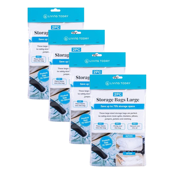 8PK Living Today Vacuum Seal Storage Bags Large 70x100cm