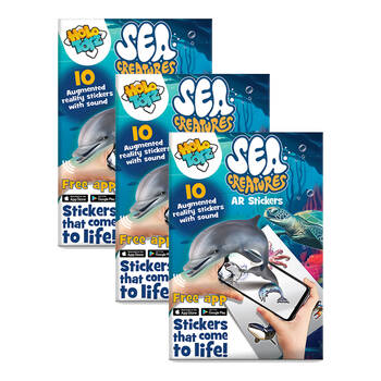 3PK HoloToyz Sea Creatures AR 10 Stickers Kids Craft Art Kit 8y+