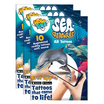 3x 10pc Holotoyz HoloArtz  Sea Creatures Augmented Reality Tattoos Kids Art 3y+