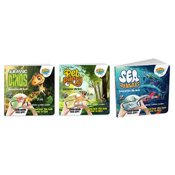 HoloToyz Jurassic Dinos/Pet Party/Sea Creatures Kids AR Book Combo Set 3y+