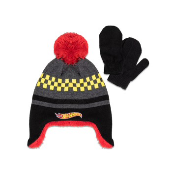 Hot-Wheels Mattel Kids/Children Beanie & Mittens - Red