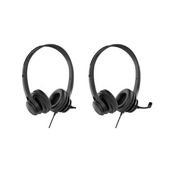 2PK Laser Wired Conference Headset 3.5mm Microphone Inline Controls Black