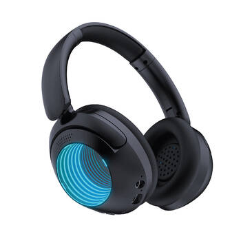 Laser Bluetooth Wireless Headphones w/ Touch Control Infinity RGB Light Black