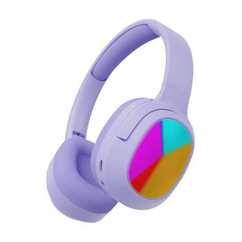 Laser Kids RGB LED Bluetooth Wireless Headphones Foldable Adjustable Purple