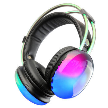 Laser RGB Bluetooth Headphones Noise Canceling Adjustable Headband Neon