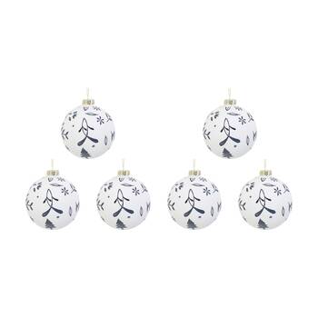 6PK LVD 12cm Glass Bauble Dove Leaf XL Home/Office Xmas Decor