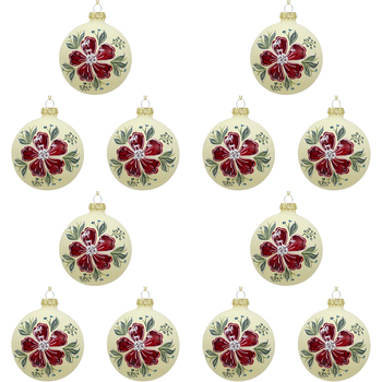 12PK LVD 8cm Glass Bauble Bloom Home/Office Xmas Decor