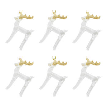 6PK LVD Glass Reindeer Hanging Ornament Home Decor 7cm