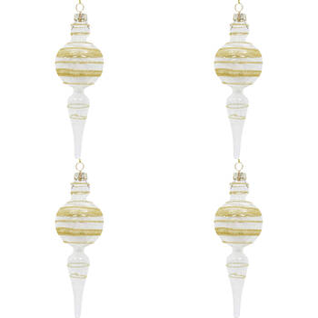 4PK LVD Glass Drop Ornament Hanging Home Decor 18cm Stripe