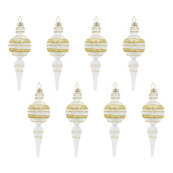 8PK LVD Glass Drop Ornament Hanging Home Decor 18cm Stripe