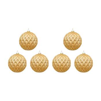 6PK LVD 12cm Glass Bauble Home/Office Xmas Decor - Tuscan/Gold