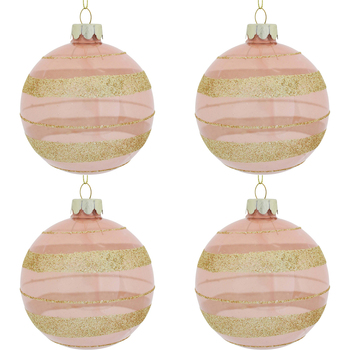 4PK LVD 8cm Glass Baubble Festive Home Decor - Crepe/Gold
