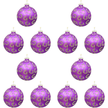12PK LVD 8cm Glass Bauble Ava Home/Office Xmas Decor - Purple