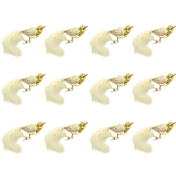 12PK LVD Glass Clip Bird Gold Decorative Sculpture Home/Lounge Decor