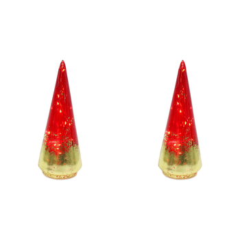 2PK LVD 8x22cm LED Glass Tree Ruby Small Home Decor - Red/Gold