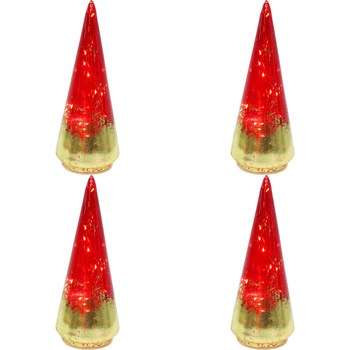 4PK LVD 8x22cm LED Glass Tree Ruby Small Home Decor - Red/Gold