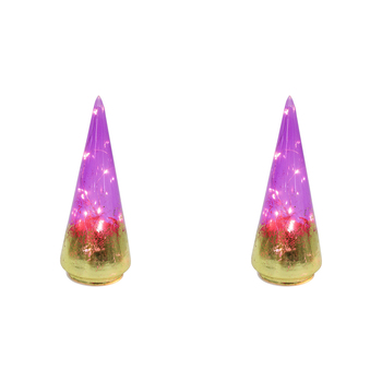 2PK LVD 8x22cm LED Glass Tree Passion Small Home Decor - Purple