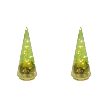 2PK LVD 8x22cm LED Glass Florence Small Home Decor - Green