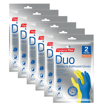 12x Pairs Hygiene Plus Duo Size M Kitchen & Bathroom Cleaning Gloves