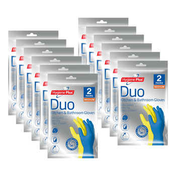 12x Pairs Hygiene Plus Duo Size M Kitchen & Bathroom Cleaning Gloves