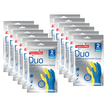 12x Pairs Hygiene Plus Duo Size S Kitchen & Bathroom Cleaning Gloves