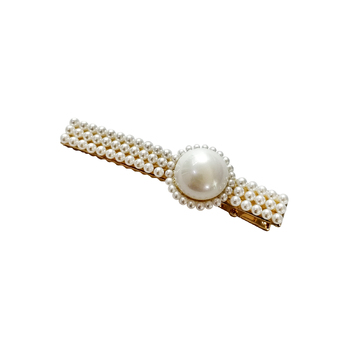 Culturesse Clio 8cm Vintage Pearly Barrette - White/Gold