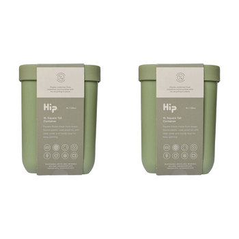 2PK HIP 4L BPA Free Square Tall Airtight Stackable Container Asstd