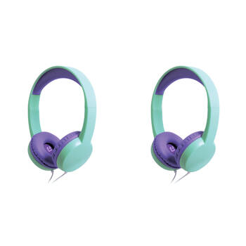 2PK Liquid Ears Kidz 3.5mm Wired On-Ear Headphones Mint Lavender