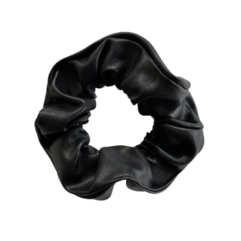 Culturesse Adeline Medium 9.5cm Leather Scrunchie - Black