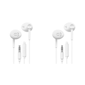 2PK Liquid Ears Everyday 3.5mm Wired Bud Earphones with Mic White