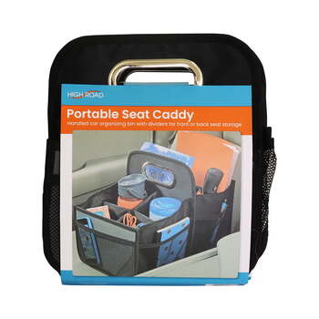 High Road Portable Seat Caddy Organiser w/ Handle - Black