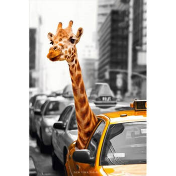 Impact Merch Giraffe Nyc Taxi Cab Poster Wall Decor 91x61cm