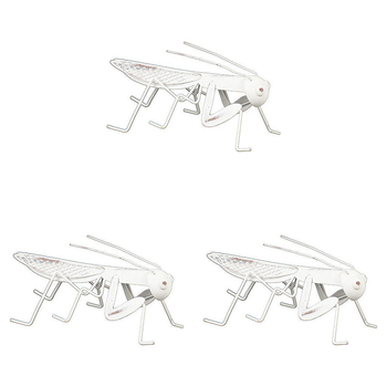 3PK LVD Metal 15cm Grasshopper Garden Decor Ornament - White