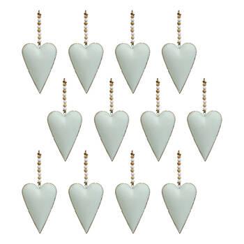 12PK LVD Metal Hanging Heart Home/Garden Decor 8x11cm - Aqua