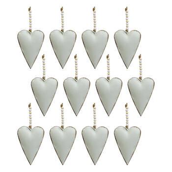 12PK LVD Metal Hanging Heart Home/Garden Decor 8x11cm - Soft Blue
