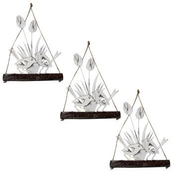 3PK LVD Hanging Swings 2 Birds Home/Garden Decor 15x21cm