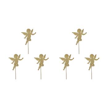 6PK LVD 48x13cm Metal Pot Stake Cherub Home Xmas Decor - Gold
