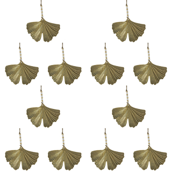 12PK LVD 15x10cm Metal Gingko Hanging Home Christmas Decor - Gold