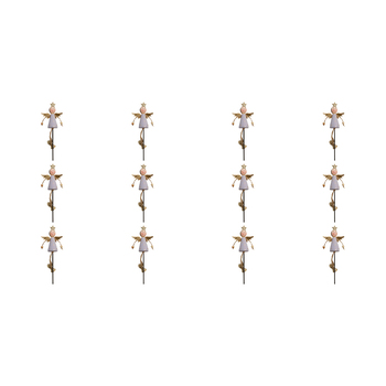 12PK LVD Metal/Wood Angel Lilac Pot Stake Christmas Decor 43cm