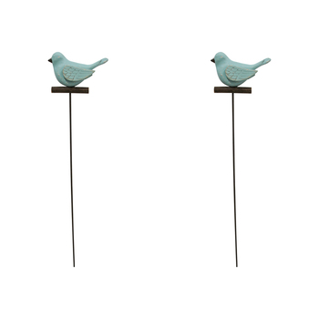 2PK LVD Metal 39cm Pot Stake Decorative Ornament Bird Corfu