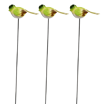3PK LVD Metal 53cm Pot Stake Decorative Ornament Bora Bora Bird Moss