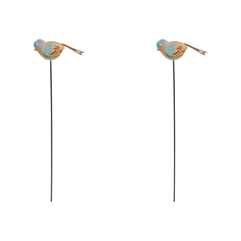 2PK LVD Metal 53cm Pot Stake Decorative Ornament Bora Bora Bird Aqua