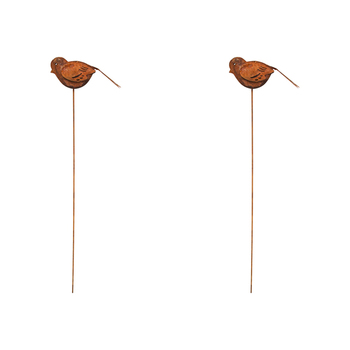 2PK LVD Metal 53cm Pot Stake Decorative Ornament Bora Bora Bird Rust