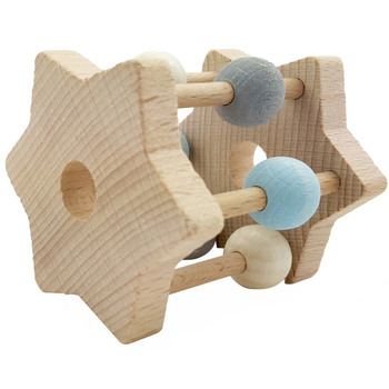Hess Spielzeug Wooden 6.5cm Rattle Star Baby 0m+ Natural Blue