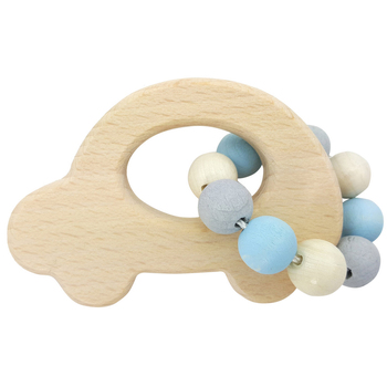 Hess Spielzeug Wooden 9.5cm Rattle Car Baby 0m+ Natural Blue
