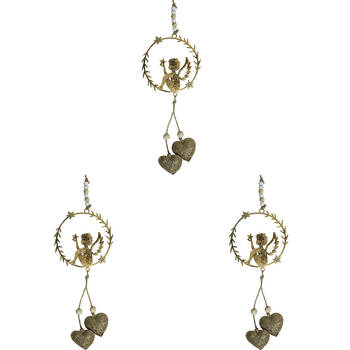 3PK LVD Metal/Beads Hanger Fairy Hanging Ornament 42cm - Gold