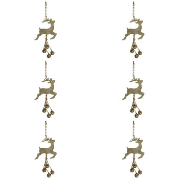 6PK LVD Metal Reindeer w/ Bell Hanger Christmas Decoration 31x10.5cm - Gold