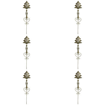 6PK LVD Metal Pot Spike Xmas Tree Christmas Decoration 56cm - Gold